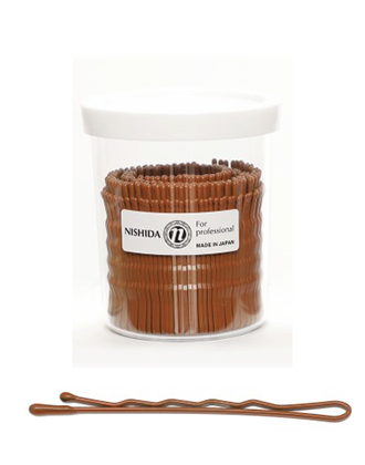 ニシダ Nマットカラー アメリカ玉付ピン ライトブラウン