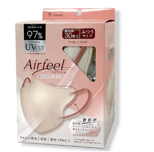 エアフィール 立体マスク ベージュ×コーラル 30枚入